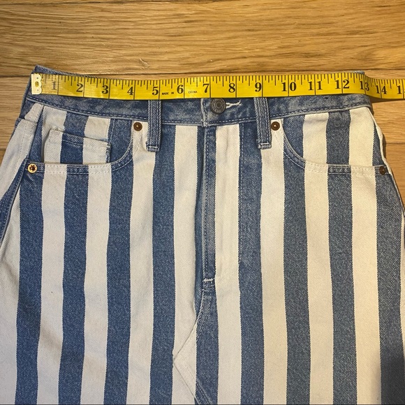 Abercrombie and Fitch Blue and White Stripe Denim Mini Skirt with fringe size 26 - Picture 8 of 10